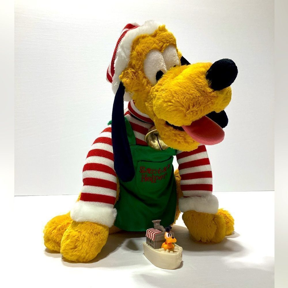 Disney Pluto Santa’s Helper NWT Plush With Pluto Plastic Toy